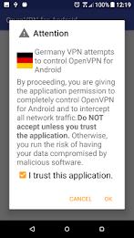 Germany VPN-Plugin for OpenVPN Captura de pantalla 2