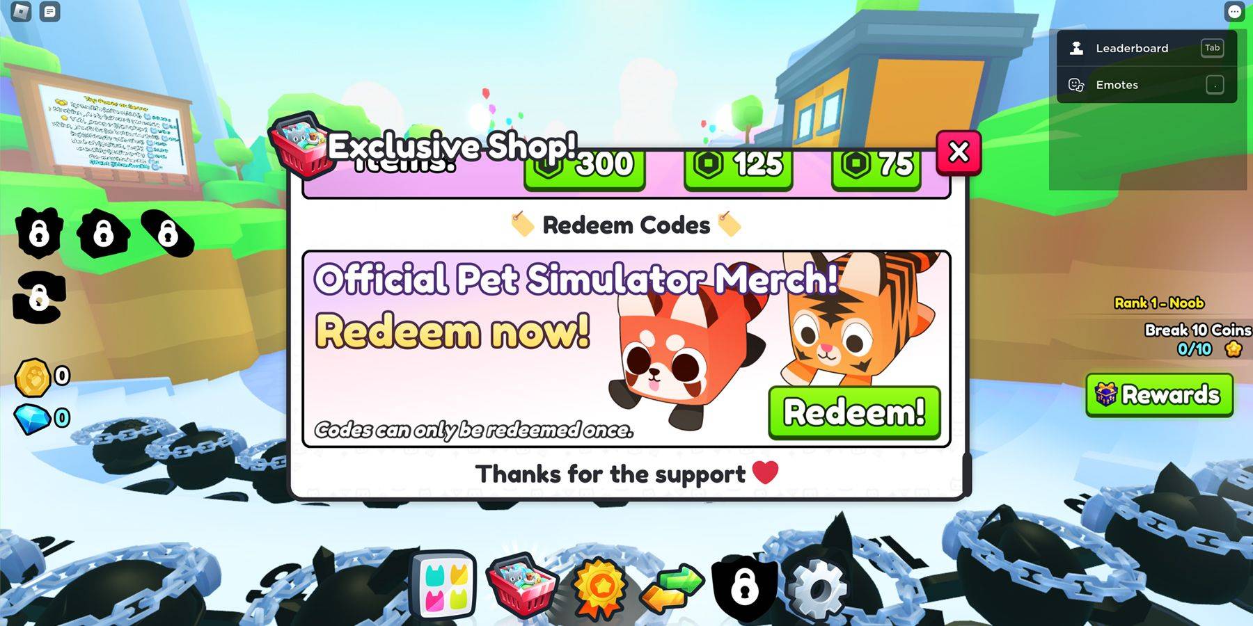 Image: Screenshot of in-game code redemption area