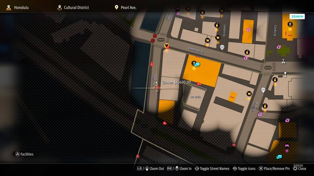 Zrzut ekranu mapy w Like a Dragon: Pirate Yakuza na Hawajach