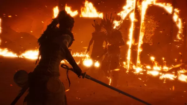 Personagem empunhando uma espada em Hellblade: Senua’s Sacrifice