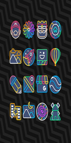 Garis Dark - Lines Icon Pack Screenshot 2