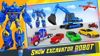 Snow Excavator Robot Car Games ภาพหน้าจอ 1