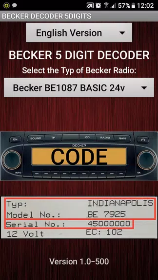 Becker 5Digit Radio Code Screenshot 0