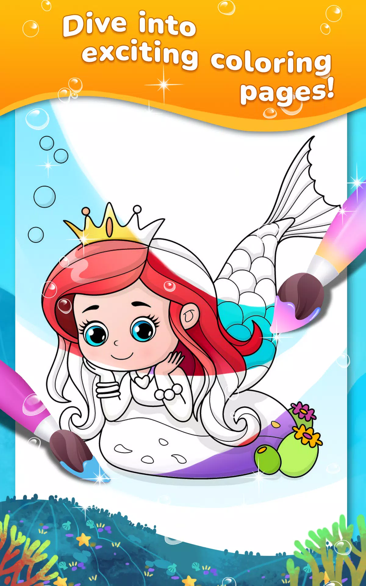 Mermaid coloring book gradient 스크린샷 0