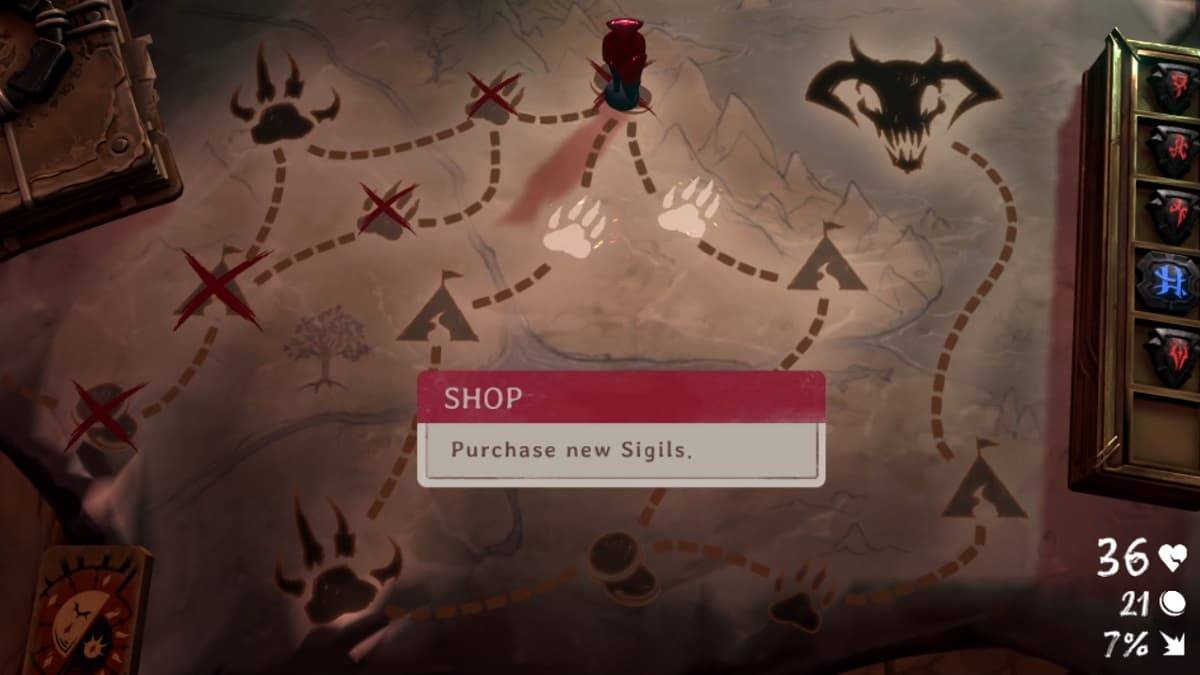 Demon's Hand in-game Sigil Shop interface