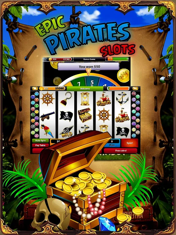 Pirate Treasure Mega Slots Captura de pantalla 1