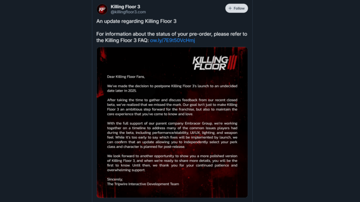 Killing Floor 3 Veröffentlichungsdatum wurde nach geschlossener Beta -Enttäuschung weiter in 2025 verschoben