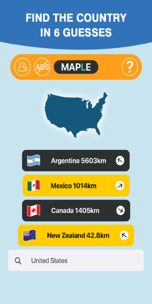 Worldle：Earthle Country Guess-通过其地图形状探索世界国家！