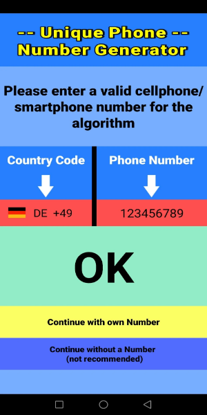 Unique Phone Number Generator Zrzut ekranu 0