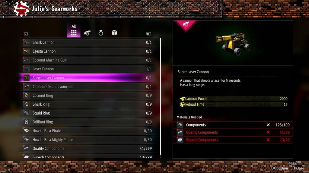A atualização do Super Laser Cannon em como um dragão: pirata yakuza no Havaí