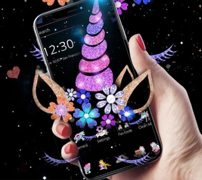 Night Star Unicorn Sparkling Theme স্ক্রিনশট 1