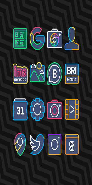 Garis Dark - Lines Icon Pack Screenshot 0