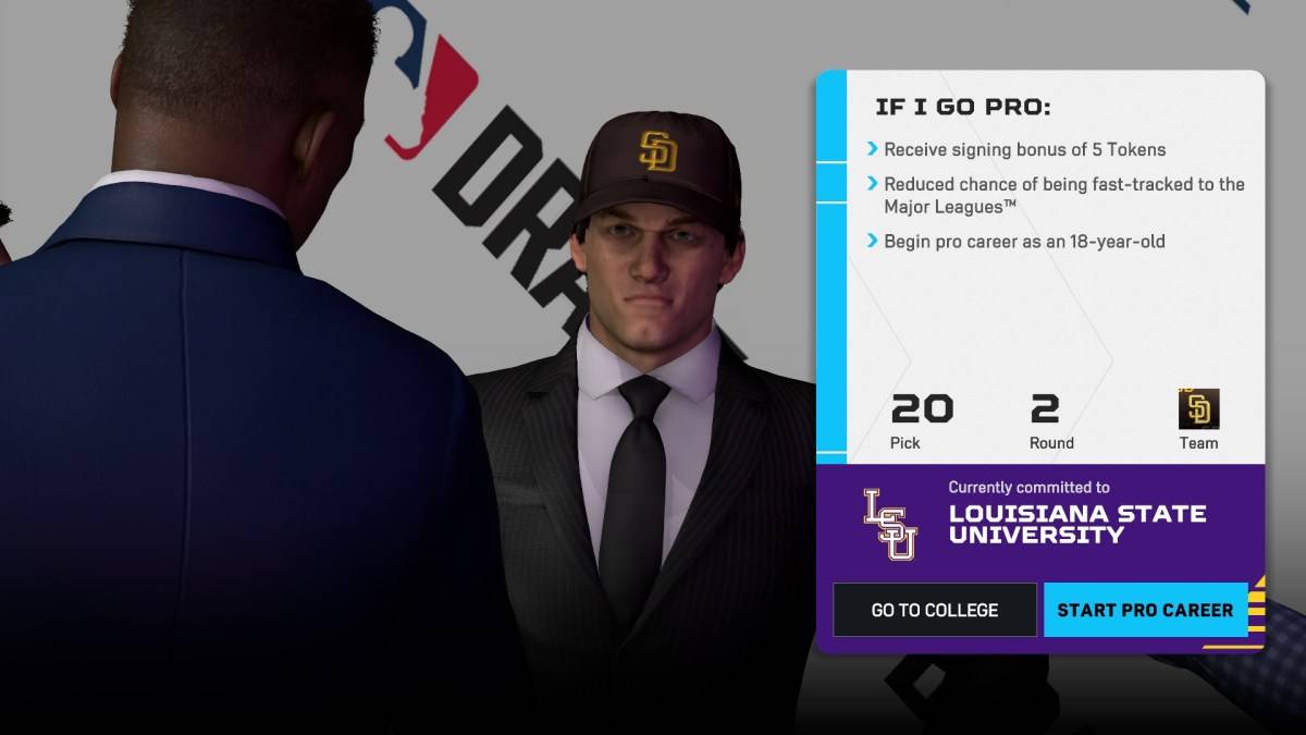 Memilih antara kolej dan pro di MLB The Show 25 Road to the Show.