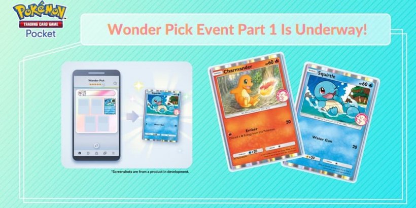 Charmander & Squirtle이 등장하는 새로운 Wonder Pick 이벤트를 진행하는 Pokémon TCG Pocket