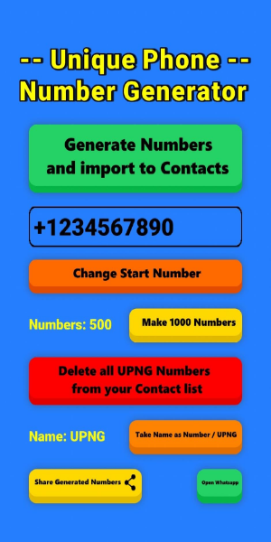 Unique Phone Number Generator Zrzut ekranu 1