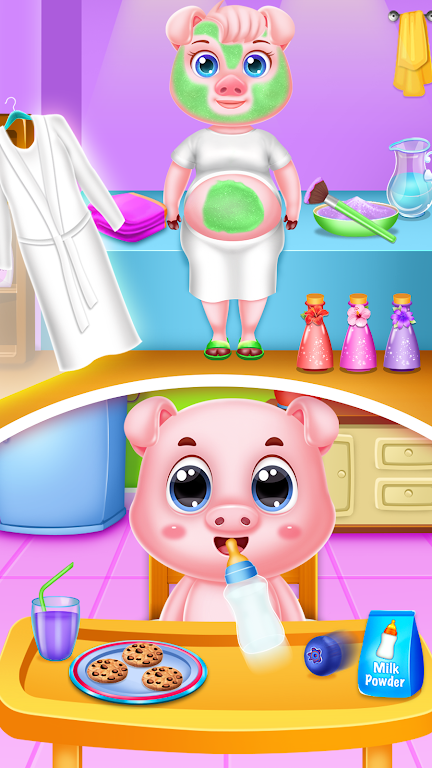 Pinky pig mom newborn Tangkapan skrin 1